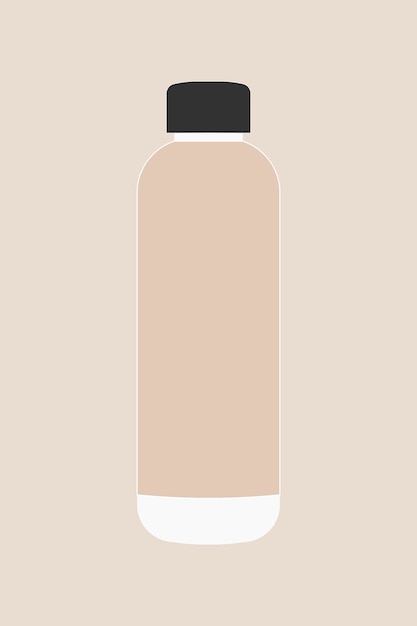 Free vector beige water bottle flat design, zero waste container vector illustration