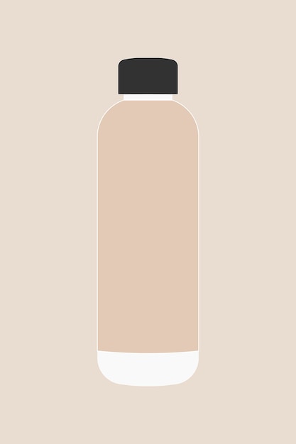 Beige water bottle flat design, zero waste container vector illustration
