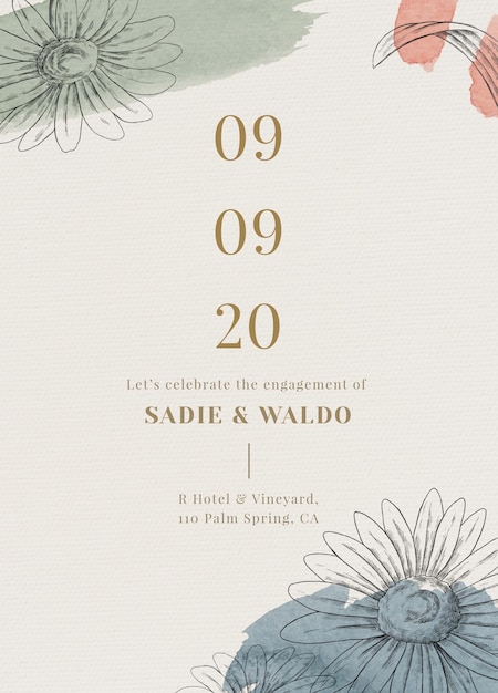 Free vector beige wedding invitation card template