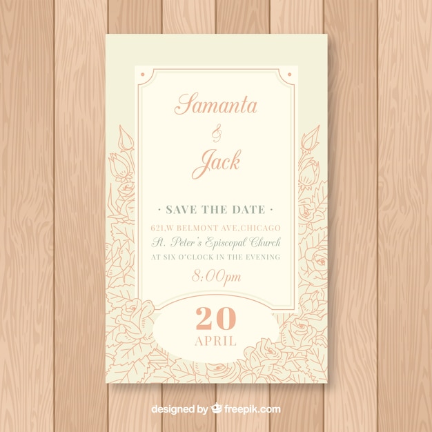 Beige wedding invitation