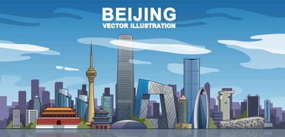 Beijing skyline vector illustration flat style