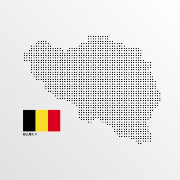 Free vector belgium map design with flag and light background vector