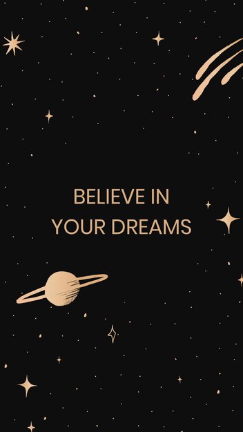 Believe in your dreams inspirational quote cute golden galaxy social banner template