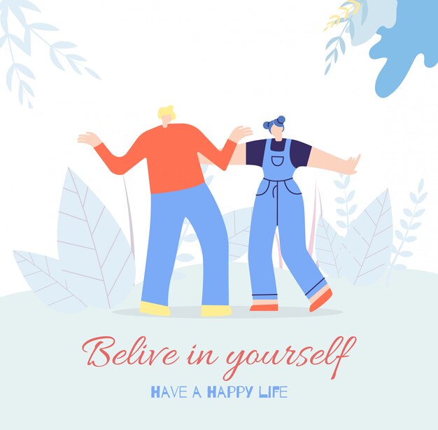 Believe Yourself Happy Life People Motivating Card