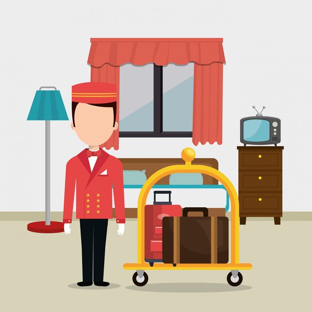 bellboy working in the hotel character