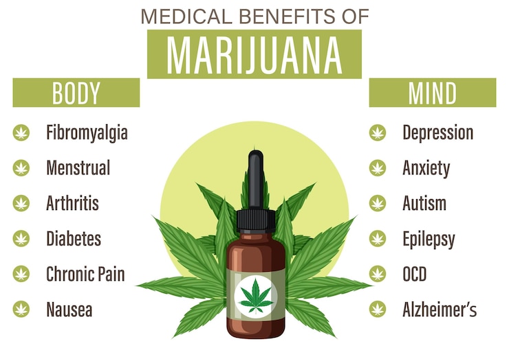Бесплатный Вектор преимущества cbd для диаграммы физического здоровья