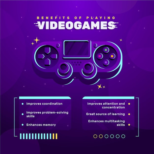 Free vector benefits of playing videogame template