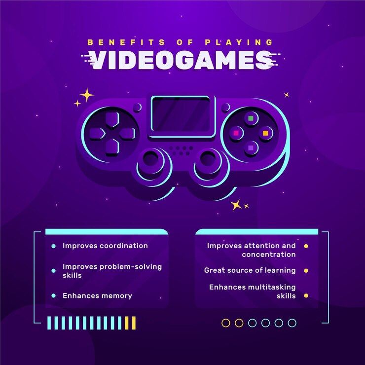 Free Vector benefits of playing videogame template