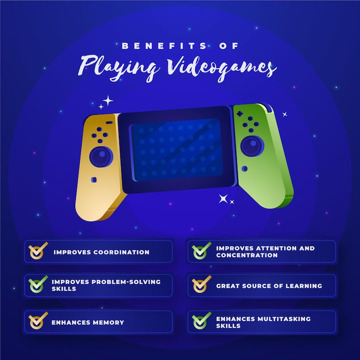 Free Vector benefits of playing videogame