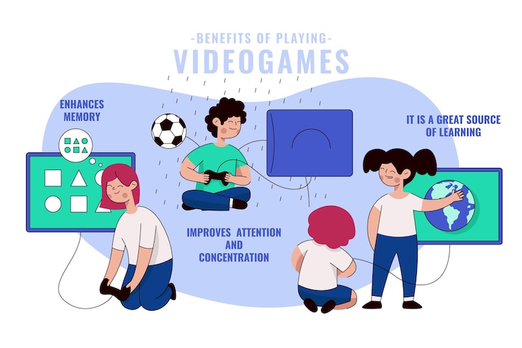 Free Vector benefits of playing videogames