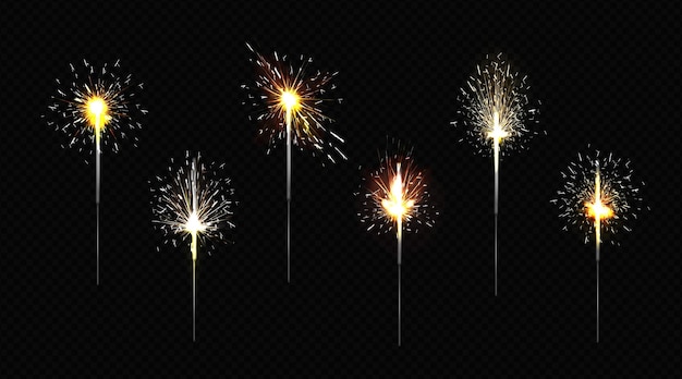 Free vector bengal fire set sparkler lights