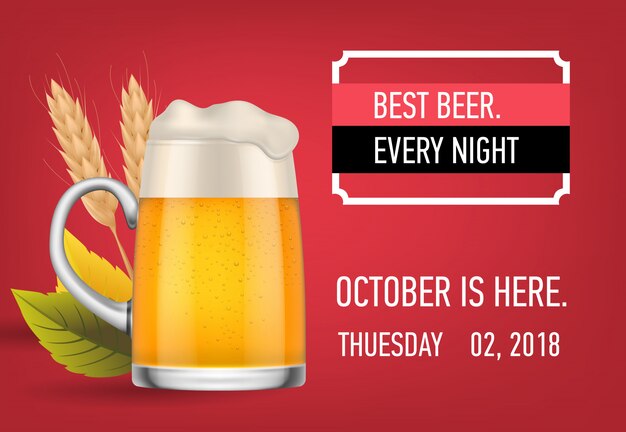 Best beer every night banner design with lager beer