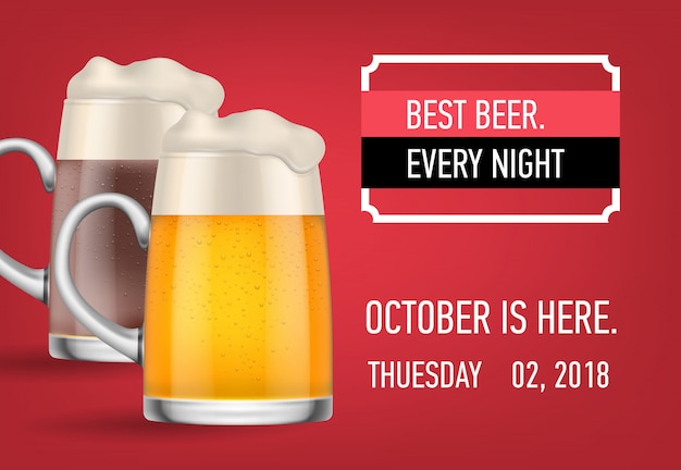 Free vector best beer, october here banner design