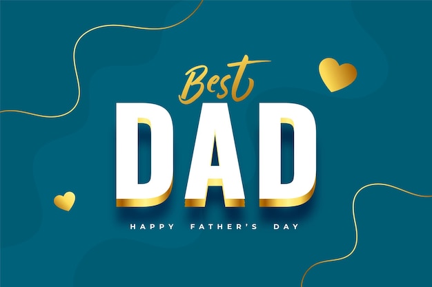 Free vector best dad father's day golden greeting design