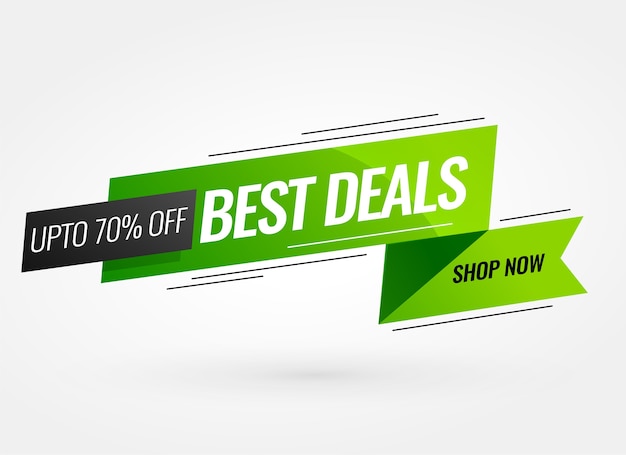 Best deal promotional ribbon style green banner design