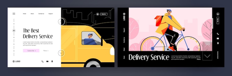 Free Vector the best delivery service cartoon landing pages