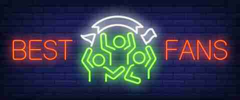 Free vector best fans neon sign