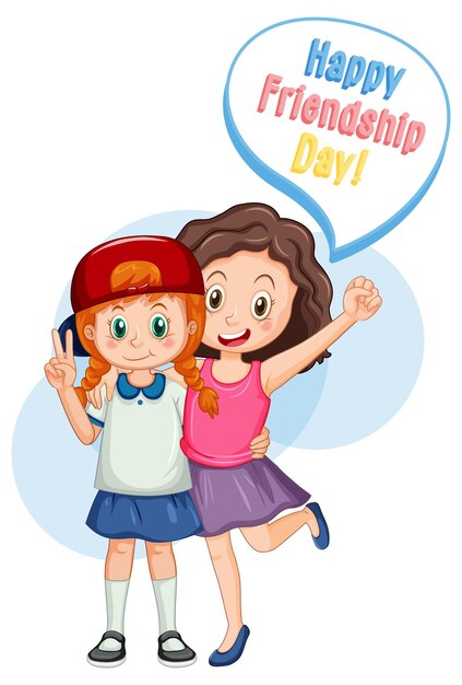 幸せな友情の日と親友の女の子の漫画のキャラクター