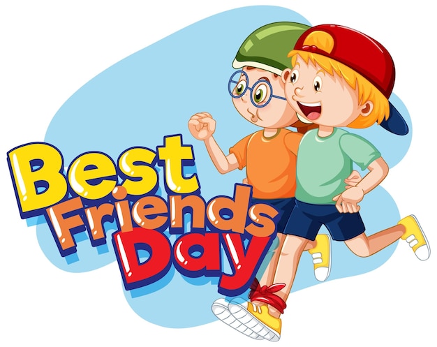 Best Friends Day with cute children in cartoon style