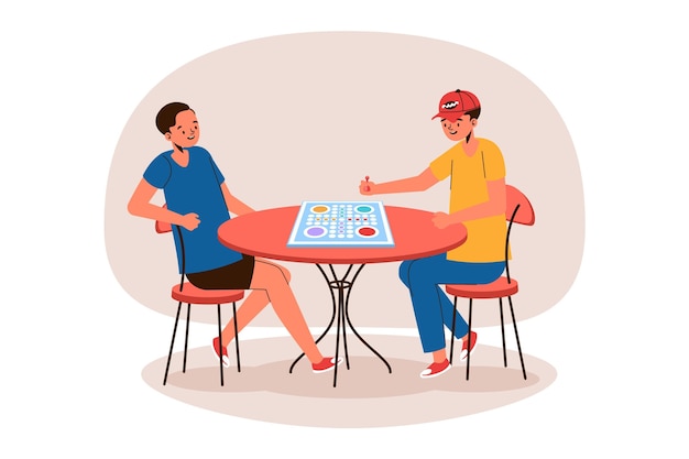 Free vector best friends playing ludo game