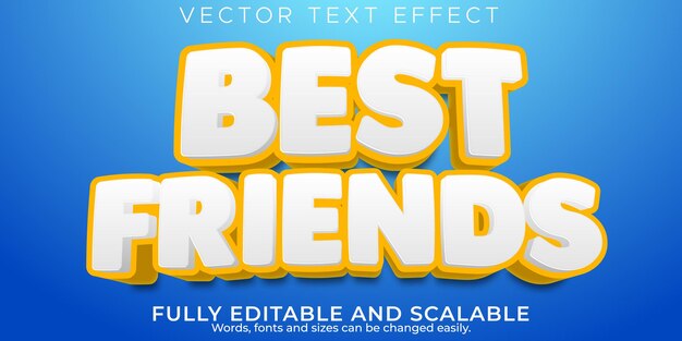 Best friends text effect, editable cartoon and comic text style