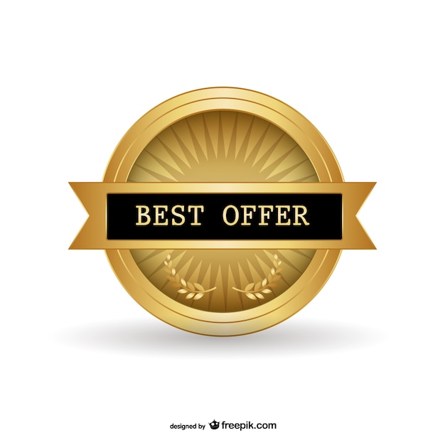 Free vector best offer golden badge