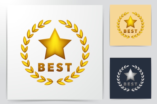 The best offer. golden laurel wreath label with crown and stars, royal luxury award for best business logo ideas. inspiration logo design. template vector illustration. isolated on white background