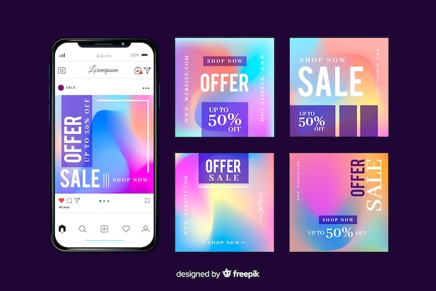 Free vector best offer instagram post collection