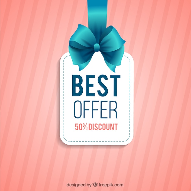 Best offer label hanging on a ribbon