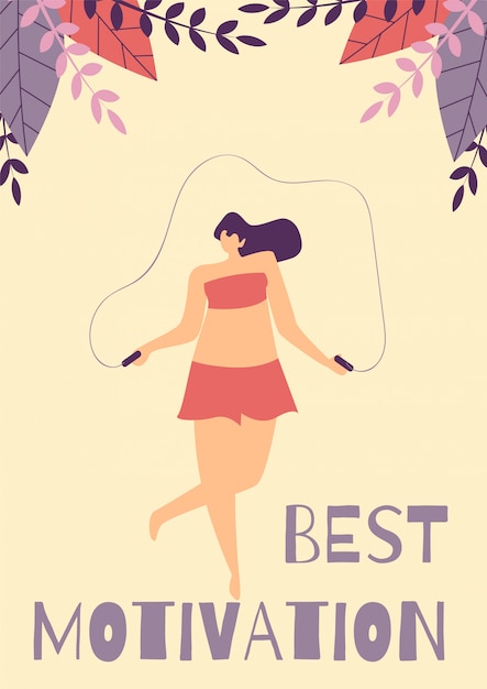 Best positive motivation woman flat cartoon card