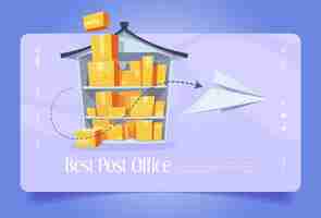 Free vector best post office cartoon landing parcel shipping