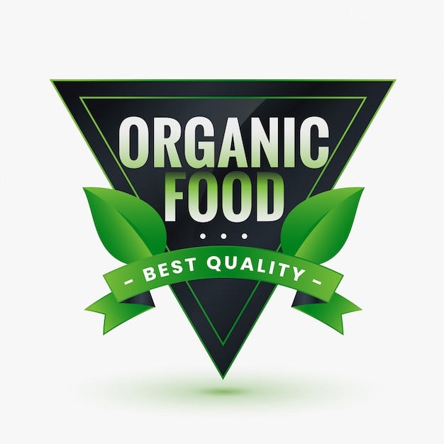 Best quality organic food green label with leaves