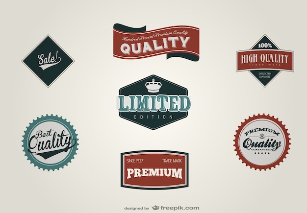 Free vector best quality retro labels