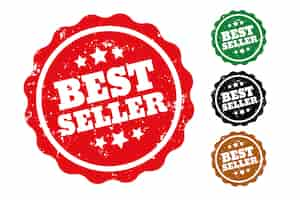 Free vector best seller rubber stamps set of four