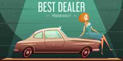 Free vector best selling vintage cars dealer premium service