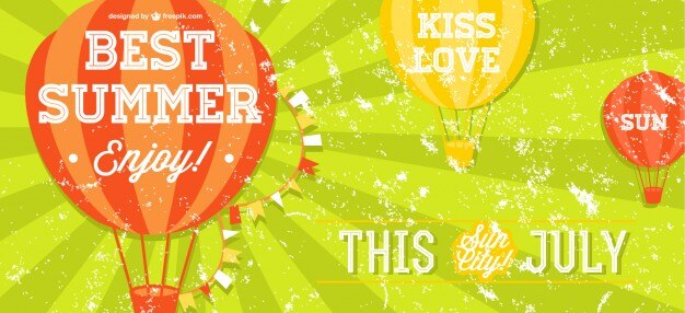 Summer time banner design sun and hot air Vector Image