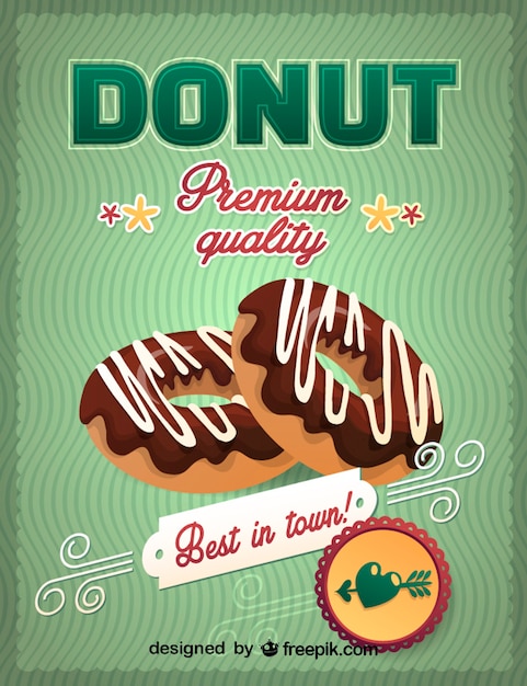 Best in town chocolate donuts sign Free Vector