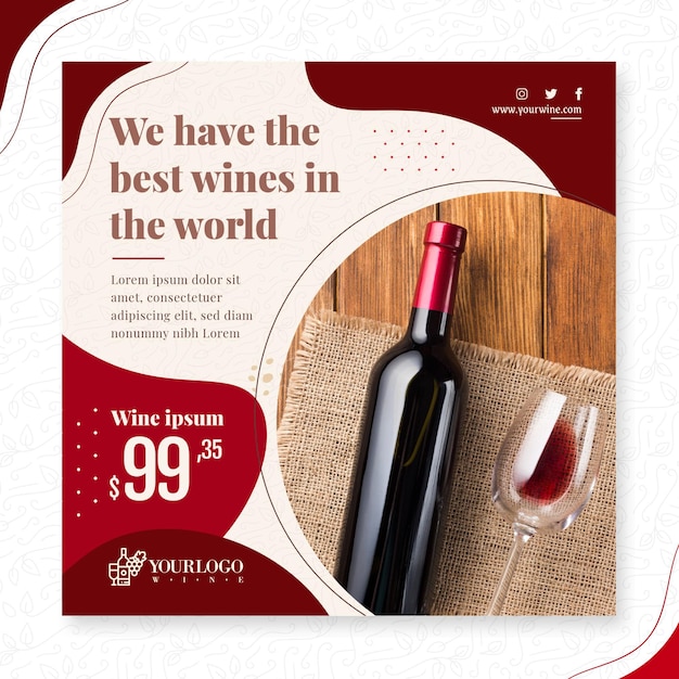 Best wine squared flyer template