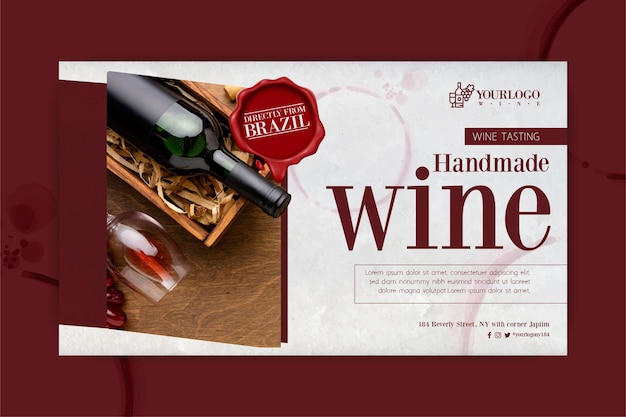 Free vector best wine tasting event banner template