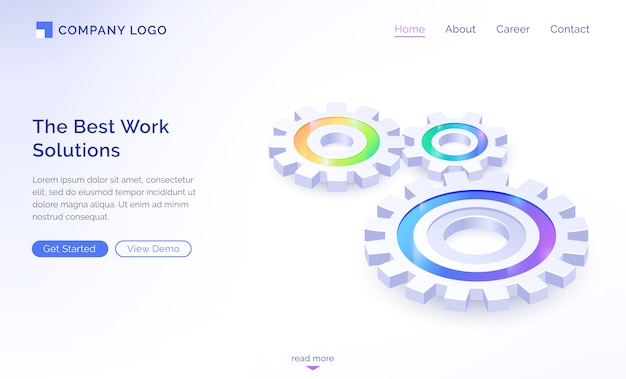 Free vector the best work solutions isometric landing page