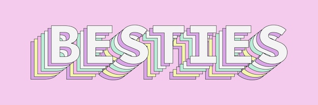 Besties logo design on pink background