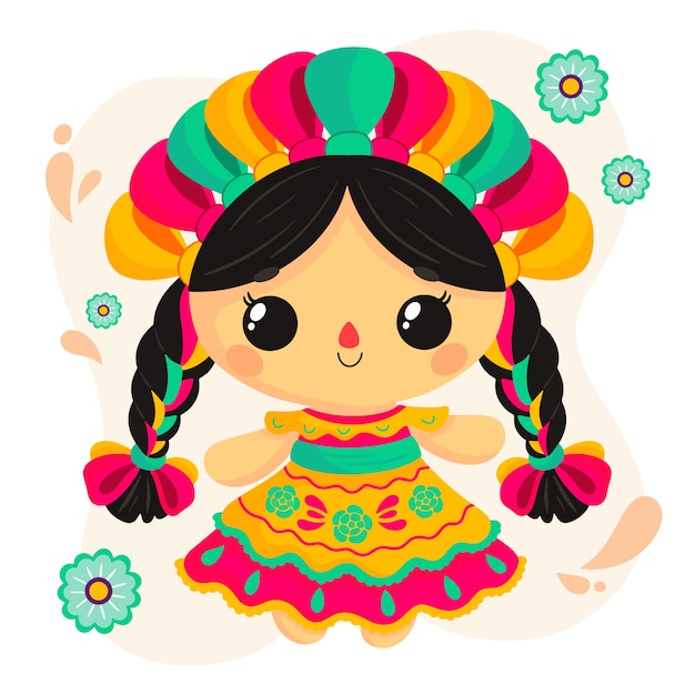 Красивая мексиканская кукла иллюстрация