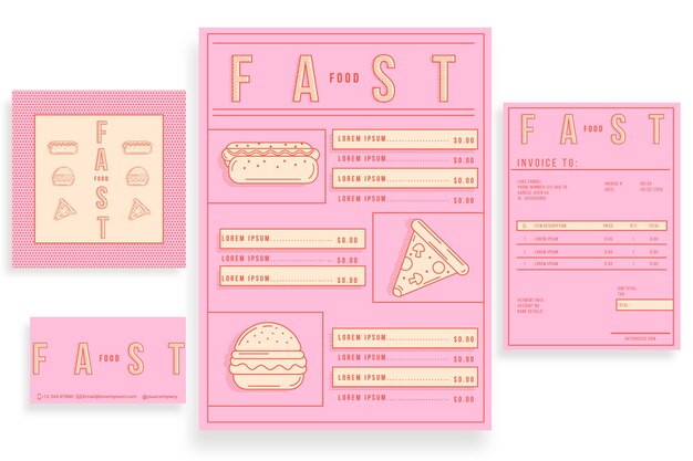 Bicolored template for restaurant menu