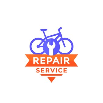 Велосипед, ремонт велосипедов, векторный логотип значок
