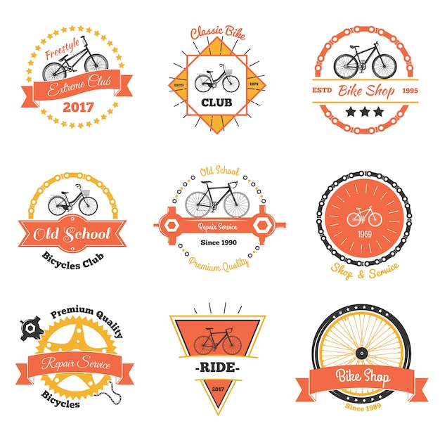 Free vector bicycle club oldschool emblems