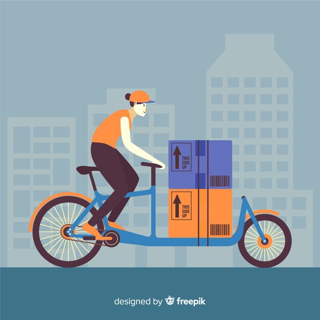 Bicycle delivery concept in flat style