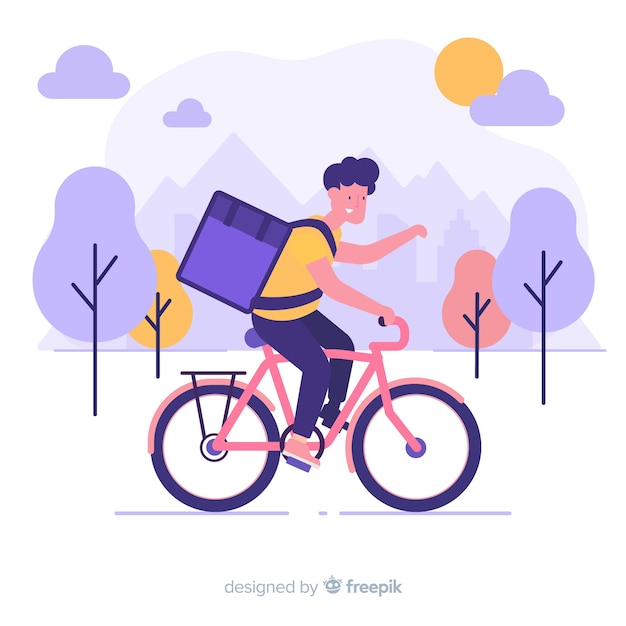 Bicycle delivery concept in flat style