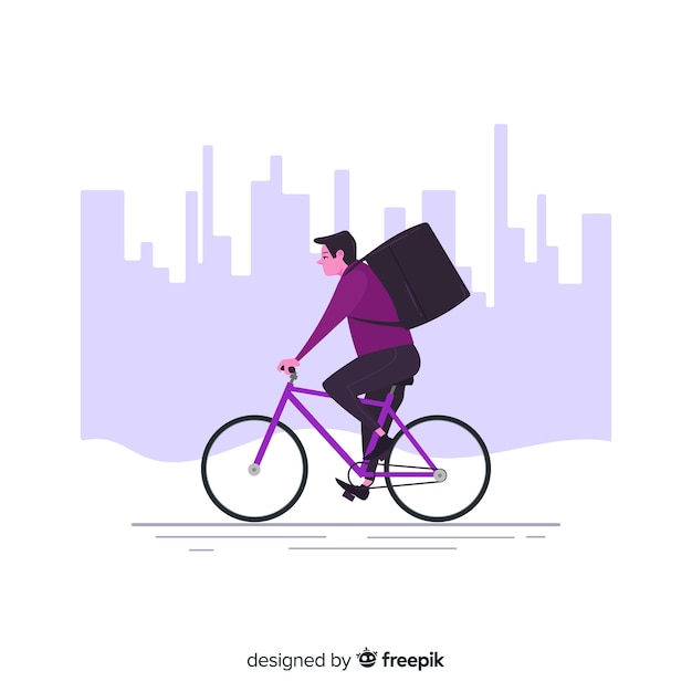 Bicycle delivery concept in flat style