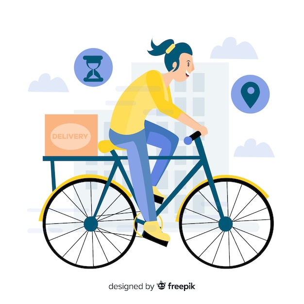 Free vector bicycle delivery concept in hand drawn style