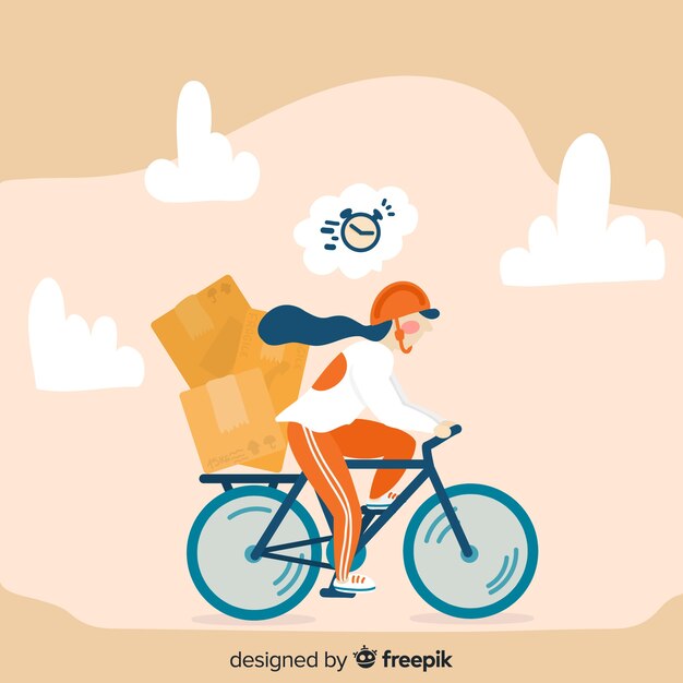 Bicycle delivery concept in hand drawn style